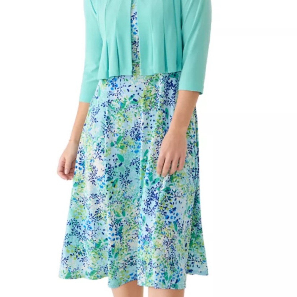Danny & Nicole Two-Piece Floral Dress & Jacket Set Sz XL NWT - Picture 2 of 10